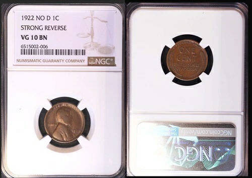 1922年 NO D 1C- NGC VG 10 BN ストロングリバース リンカーン ウィート スモールセント