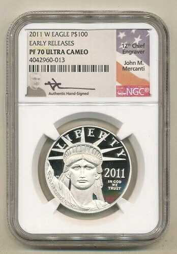 人口= 15 。2011 W $100 プルーフ プラチナ イーグル NGC PF 70 ER MERCANTI 人口= 15|WORLD RESOURCE【KING店】