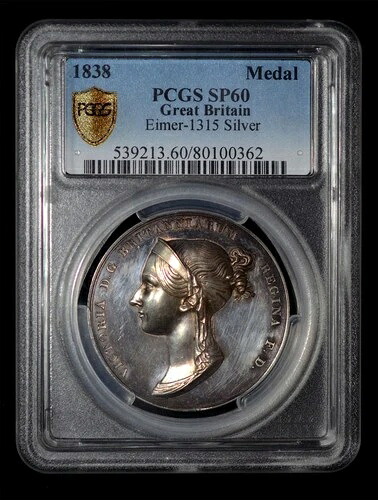 PCGS SP60 1838年 イギリス ヴィクトリア女王戴冠式 37mm 銀メダル - 希少!|WORLD RESOURCE【KING店】
