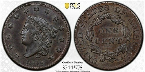 1826 N-1 R-2 PCGS MS62BN ラージセントコイン 1セント 強打 美しい光沢｜WORLD RESOURCE【KING店】
