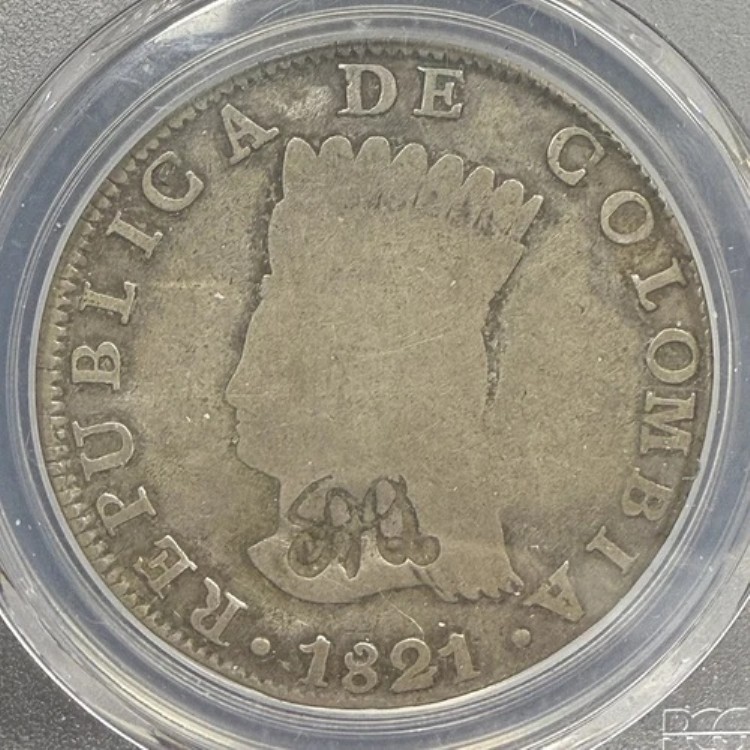 1831年エクアドル 8レアル MDQ カウンタースタンプ コロンビア 8R PCGS VG08