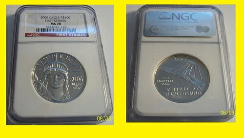 2006年 100ドル プラチナ イーグル 自由の女神像 NGC MS70 ファーストストライク｜WORLD RESOURCE【KING店】