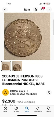 2004年米国ジェファーソン 1803年ルイジアナ購入200周年記念ニッケル、希少|WORLD RESOURCE【KING店】