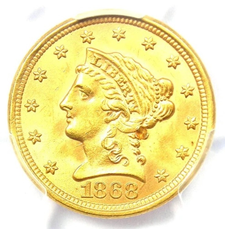 1868-S リバティゴールドクォーターイーグル 2.50ドルコイン - PCGS 未流通詳細 (UNC MS)|WORLD RESOURCE【KING店】