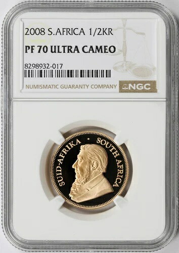 2008年 南アフリカ プルーフ金貨 1/2 クルーガーランド NGC PF70UCAM|WORLD RESOURCE【KING店】