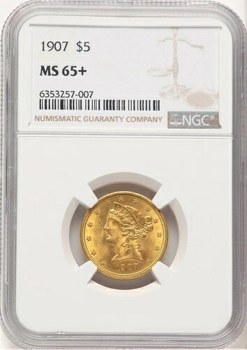 1907年 5ドル リバティ ハーフイーグル NGC MS65+ (778548003)｜WORLD RESOURCE【KING店】