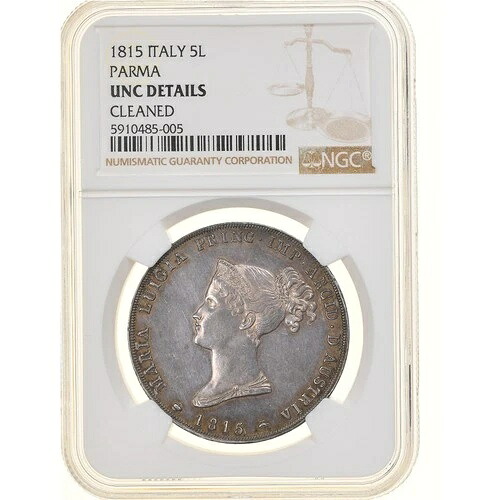 [#877804] コイン、イタリア州、パルマ、マリア ルイジア、5 リラ、1815、パルマ、NGC、U｜WORLD RESOURCE【KING店】