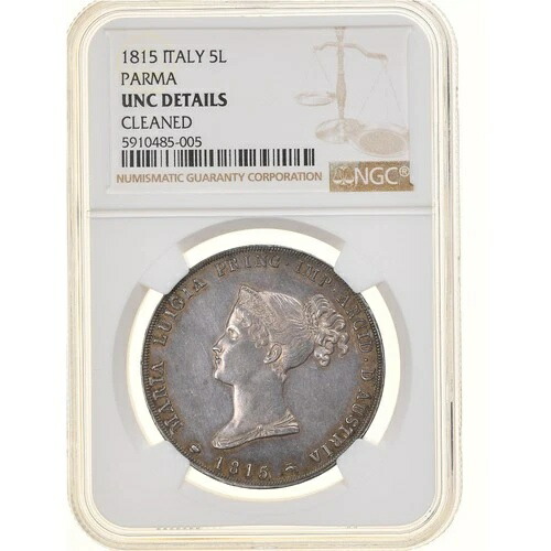 [#877804] コイン、イタリア州、パルマ、マリア ルイジア、5 リラ、1815、パルマ、NGC、U