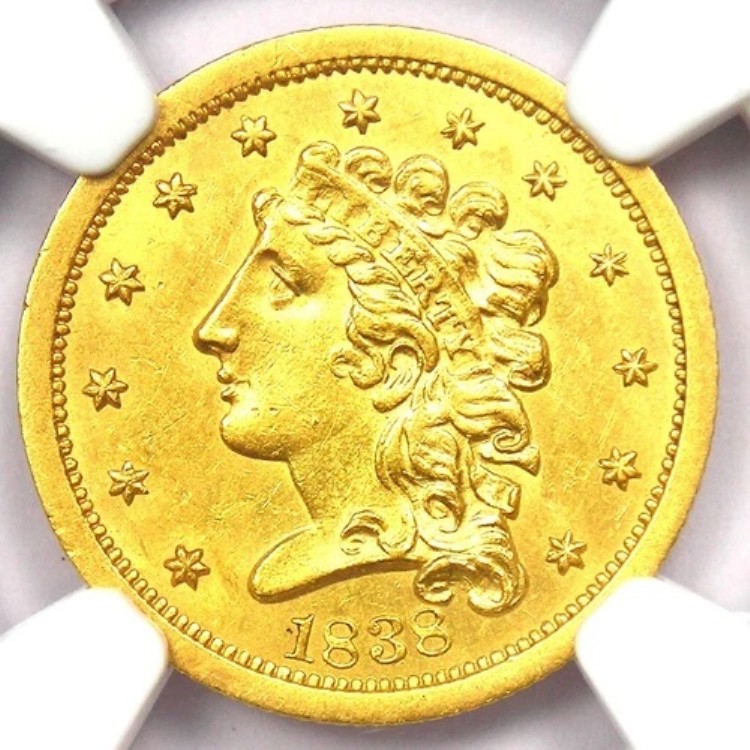 1838年 クラシック ゴールド クォーターイーグル 2.50ドル コイン - NGC 未流通詳細 (UNC MS)
