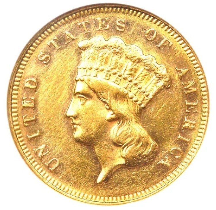 1878 年 3 ドル インディアン金貨 $3 - 認定 NGC AU58 - 希少コイン!｜WORLD RESOURCE【KING店】
