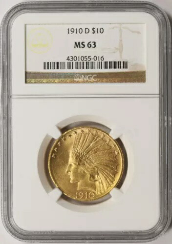 1910-D 10ドル金貨インディアンイーグル NGC MS63