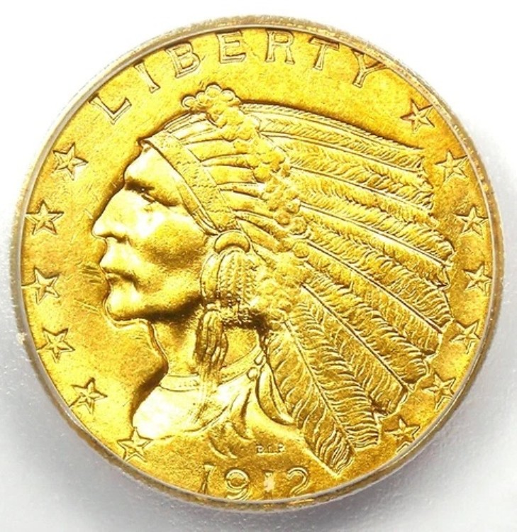 1912年インディアンゴールドクォーターイーグル2.50ドルコイン - ICG MS64 (BU UNC) - 価値4,000ドル