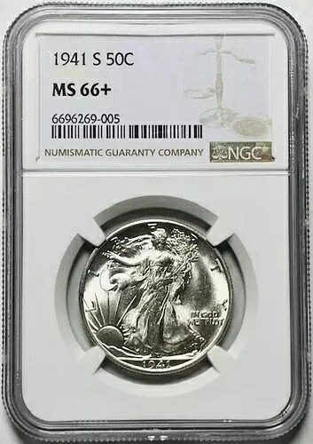 1941年 S ウォーキング・リバティ ハーフダラー NGC MS-66+ プラス