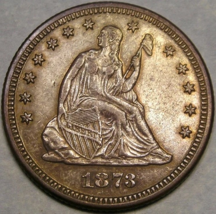 1873年 リバティ座像 シルバークォーター 希少 クローズド 3 ゴージャス モンスター クリムゾン トーン