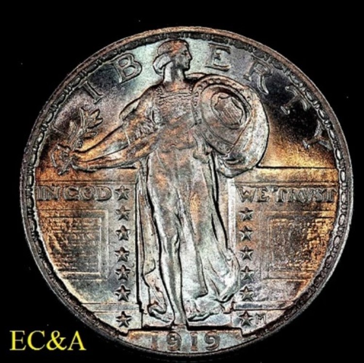 1919年製 スタンディング・リバティ・クォーター 極上の逸品！フルヘッド！ゴージャス！（SLQ035）