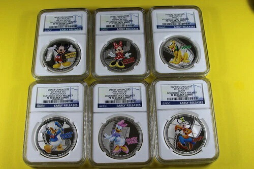 2014年 ニウエ ディズニーキャラクター 2ドル銀貨 (1オンス) プルーフセット PF70U/C-E/R マッチングCOA番号