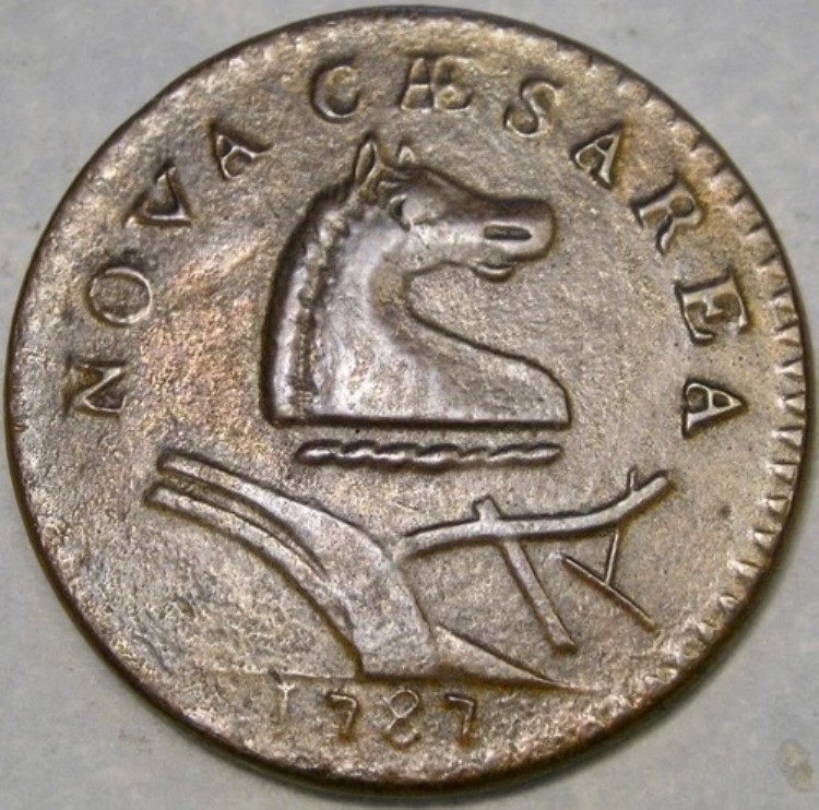 1787年 ニュージャージー州 ポストコロニアル銅貨 非常に希少 マリス48-G 輪郭線入りバットマンシールド｜WORLD RESOURCE【KING店】