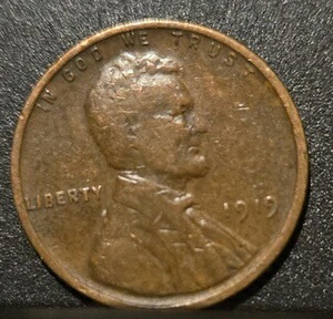 レアエラー 1919年 ウィートセント 米国ペニー通貨 米国コイン 759,440円