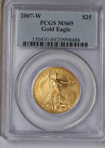 2007-W ゴールドイーグル 1/2オンス 25ドル PCGS MS69。発行枚数わずか11,455枚。｜WORLD RESOURCE【KING店】