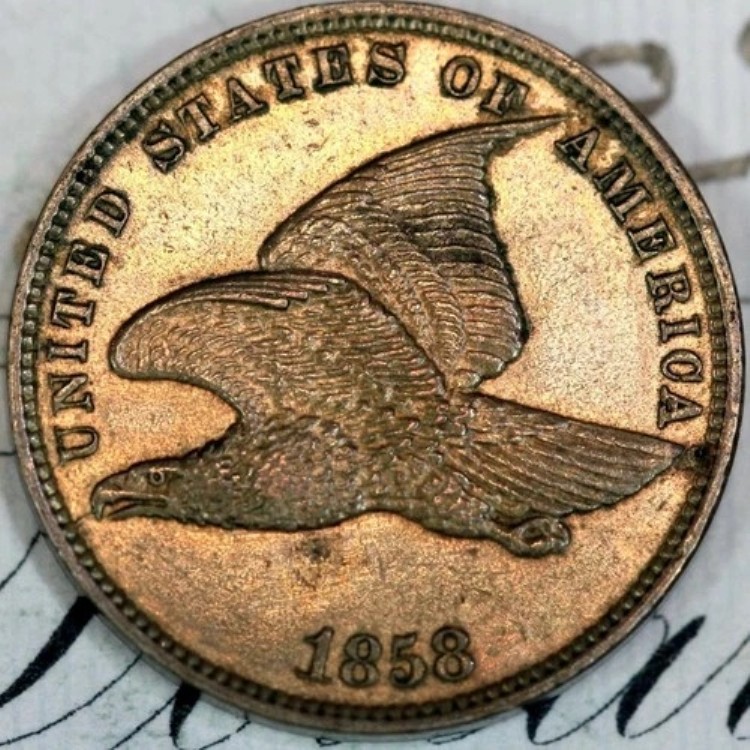 1858年 SL SUPERB+ GEM BU MS FLYING EAGLE CENT DC178 MATTHEWS HOARDより