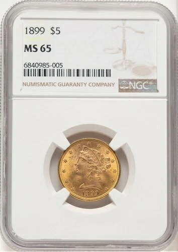1899年 5ドル リバティ ハーフイーグル NGC MS65 (779570006)