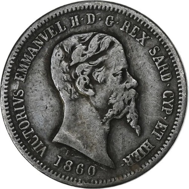 [#1201101] イタリア州、サルデーニャ、ヴィットリオ エマヌエーレ 2 世、50 チェンテシミ、1860 年、T