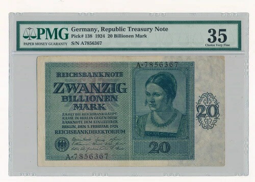 ドイツ 200億マルク (20兆) 1924年 P. 138 PMG 35 Choice VF 非常に希少｜WORLD RESOURCE【KING店】