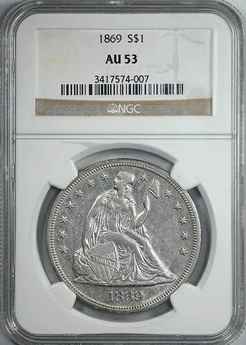 1869年 リバティ・シーティング・ドル 1ドル NGC AU53