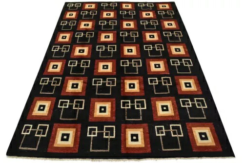 ギャッベラグ 8’2” x 10’4” ブラックウール 現代風ハンドノットカーペット|WORLD RESOURCE【KING店】
