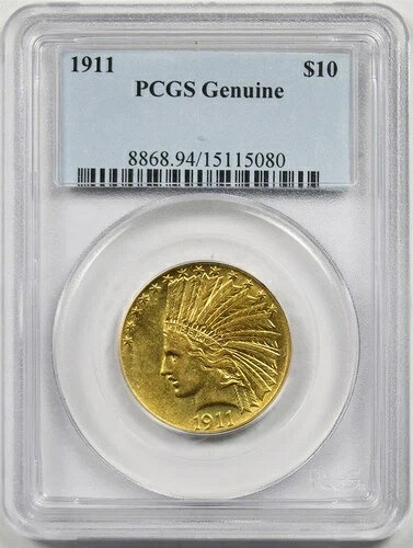 1911年 10ドル PCGS 本物インディアンヘッドゴールドイーグル