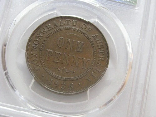 1935年 ペニー PCGS MS62 未流通 オーストラリア ナイス KGV コイン 低鋳造数 証明書番号