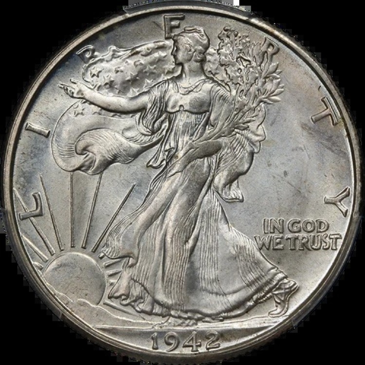 1942年-D ウォーキング・リバティ・ハーフ PCGS MS66 素晴らしい外観 強いストライク 101,200円