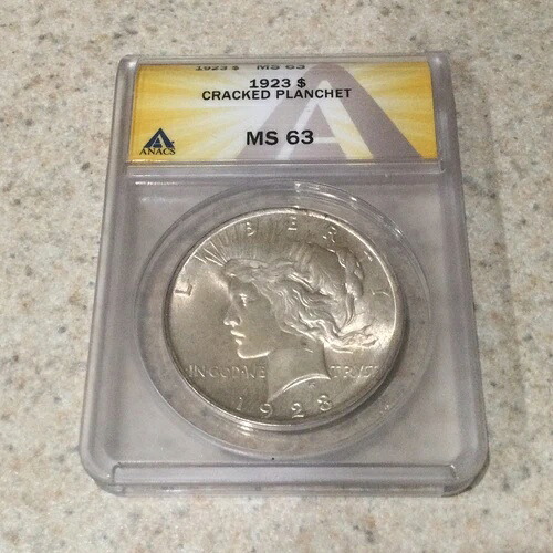 1923年ピースダラー ひび割れたプランシェット エラー ANACS MS 63｜WORLD RESOURCE【KING店】