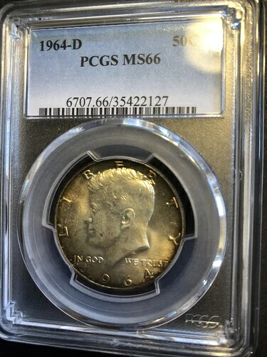 1964D DDOKennedy シルバーハーフダラー PCGS Ms-66 未鑑定。このグレードでは希少。｜WORLD RESOURCE【KING店】