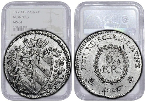 ドイツ、ニュルンベルク、6クロイツァー1806、NGC MS 64|WORLD RESOURCE【KING店】