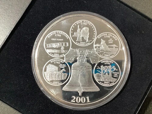2001年 ハミルトンミント 巨大記念50州クォーター 4オンス .999 ファインプルーフ|WORLD RESOURCE【KING店】