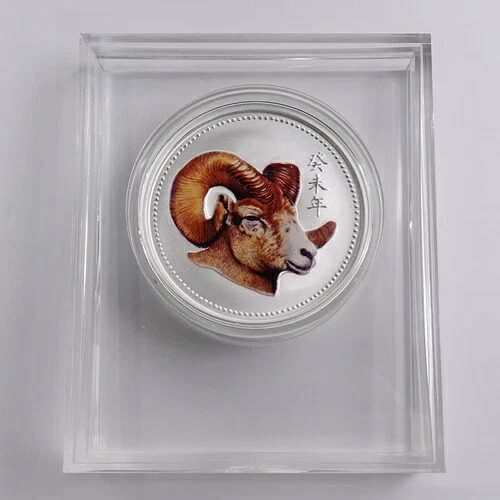 2002年 中国 100g カラー銀メダル - 新旧正月シリーズ - ヤギ｜WORLD RESOURCE【KING店】 101,200円