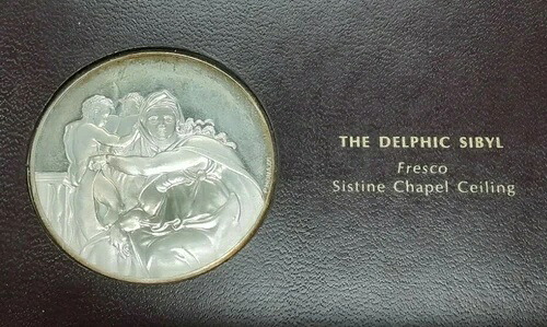 フランクリンミント ミケランジェロの天才 PF .925 シルバーメダル - デルフォイの女神
