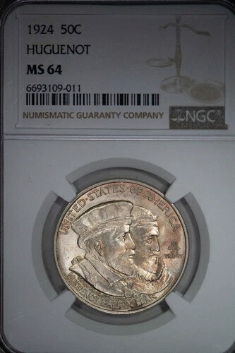 1924年ユグノー・ワロンハーフドル MS 64 NGC