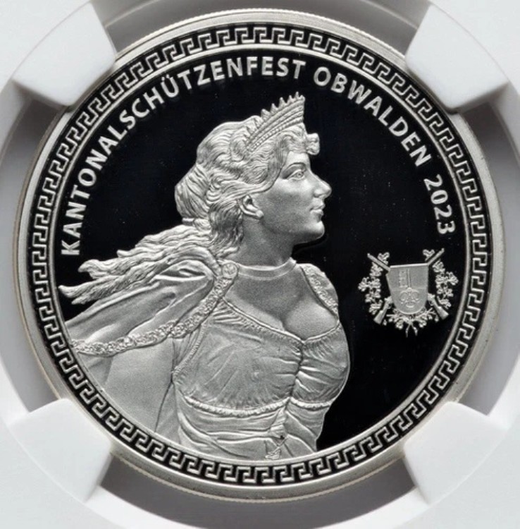 NGC PR69、スイス 2023 スイス オブヴァルデン射撃祭 Hab-116a、1 オンス コイン