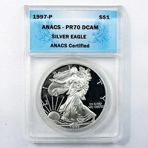 1997-P $1 ANACS PR 70 DCAM アメリカンシルバーイーグルブルーラベル｜WORLD RESOURCE【KING店】