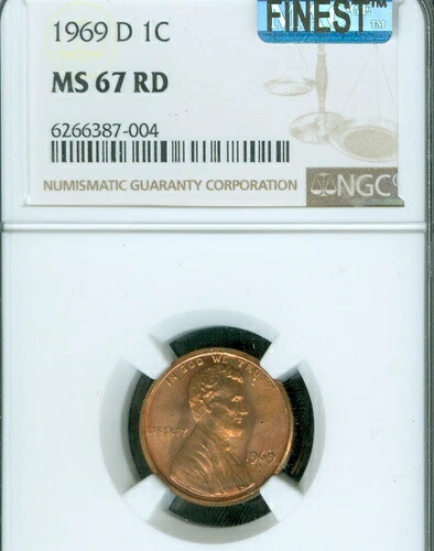 1969 D リンカーン セント NGC MS67 レッド PQ マック 最高グレード＆スポットレス *