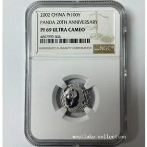 NGC PF69 2002年 中国 100元 ゴールドパンダ 20th 発行 プラチナコイン 1/10オンス