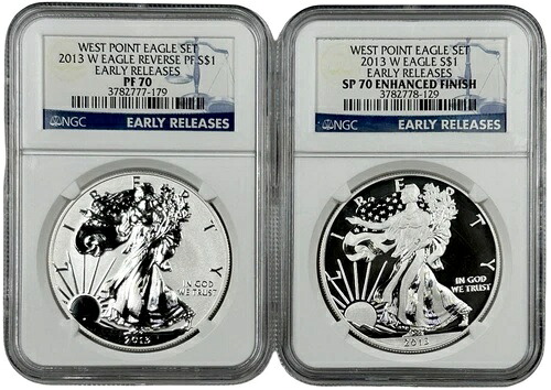 2013 W 2 コイン シルバー イーグル セット NGC リバース 70 強化仕上げ 70 早期リリース