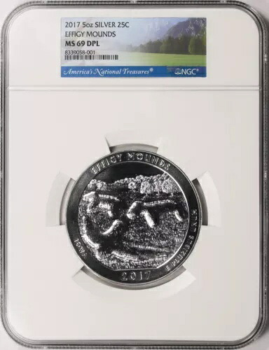2017年 エフィジーマウンズ ATB 5オンス シルバークォーター 25セント NGC MS69DPL