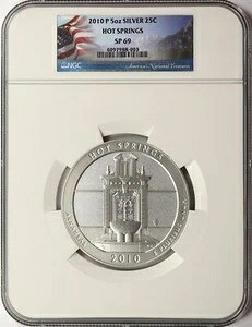 2010年 ホットスプリングス ATB 5オンス シルバークォーター 25セント NGC SP69