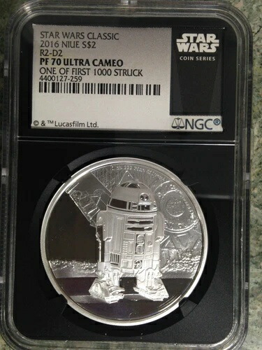 2016年 ニウエ NGC ブラックコア PF70 スターウォーズ クラシック R2-D2 1オンス シルバー 1,000枚目