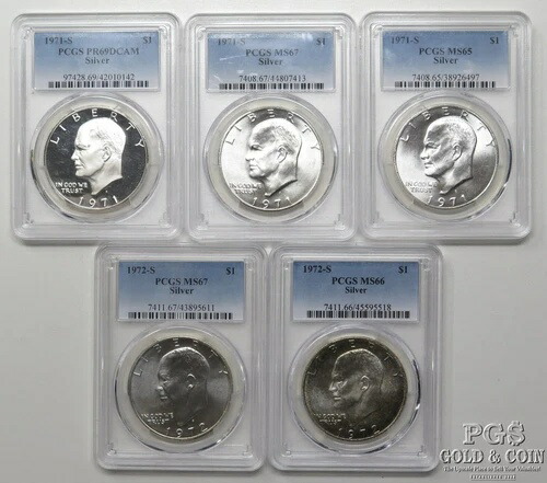 (5)グレード 1971-S&1972-S MS65-67+1971-S PR69DCAM アイゼンハワー銀貨 26607