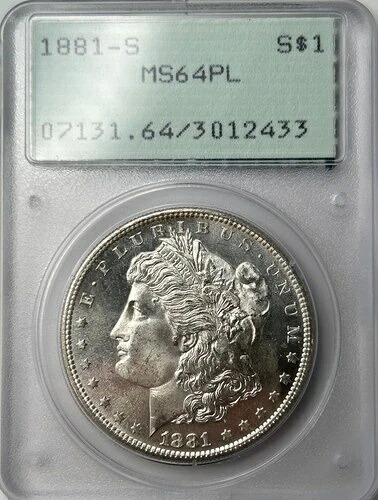 1881年 S モーガン銀貨 PCGS MS64 PL OGH Gen 1.2 別名ラトラー