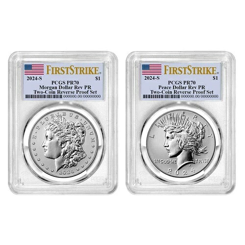 2 個セット - 2024-S リバース プルーフ $1 モーガン アンド ピース シルバー ダラー PCGS PR70 FS...｜WORLD RESOURCE【KING店】